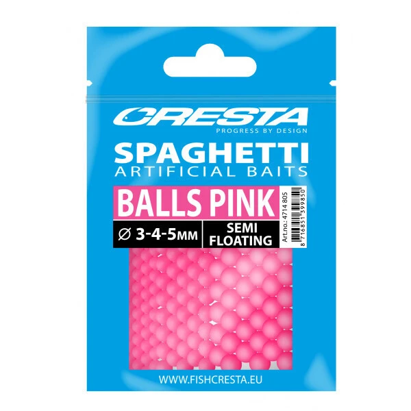 Cresta Spaghetti Balls Pink Semi Floating 3-4-5mm 1 Cresta Spaghetti Balls Pink Semi Floating 3-4-5mm